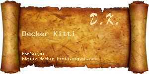 Decker Kitti névjegykártya